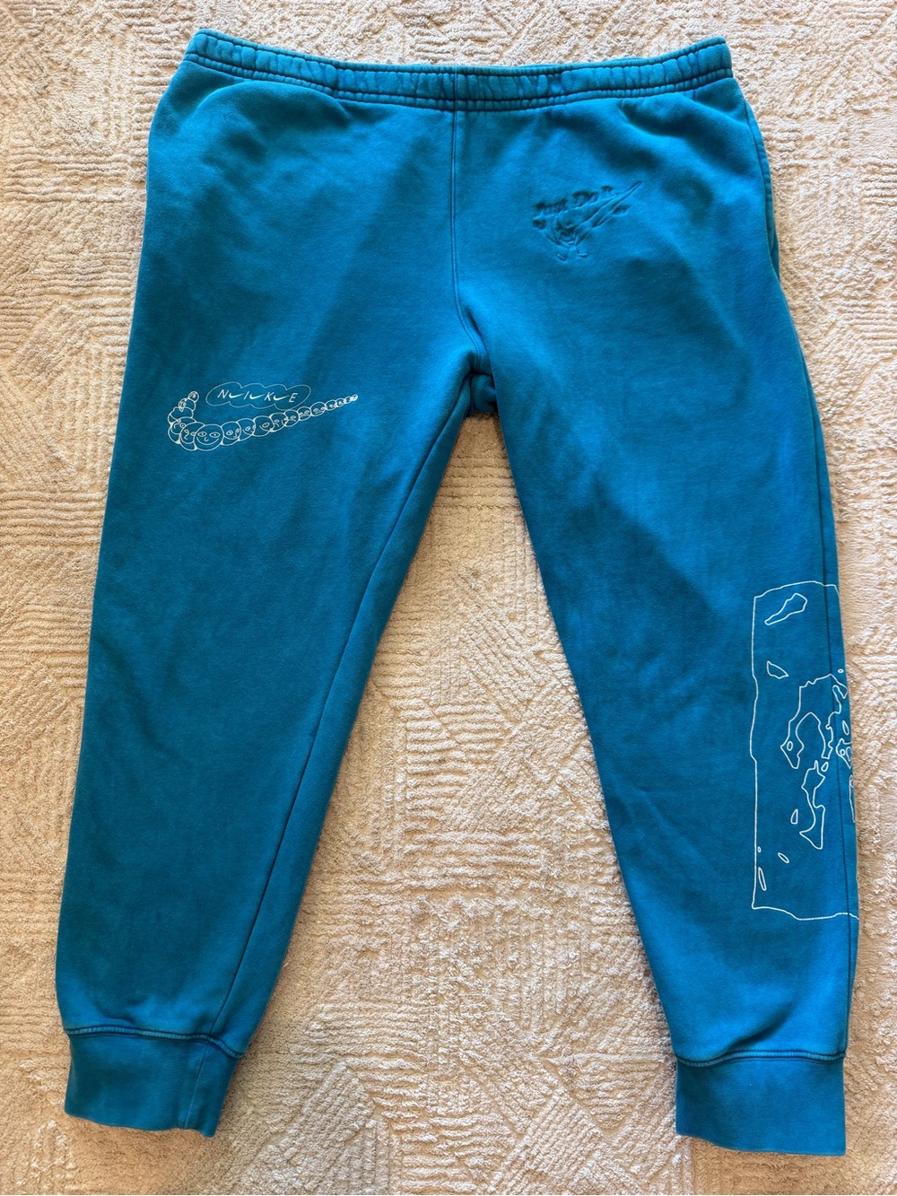 Nike Sportswear Blue Graphic Fleece Jogger Sweatpants Size Large